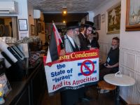 Anti-Israel protest in a Brooklyn cafe