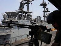 US Military helicopter gunner
