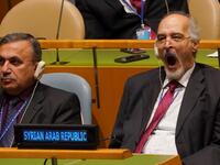 Syrian Ambassador to the UN Bashar Jaafari yawns as he attends the General Debate of the 73rd session of the General Assembly at the United Nations on September 25, 2018 in New York. 
Don EMMERT / AFP