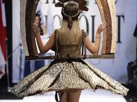 A model displays a chocolate dress at the 2018 chocolate fair fashion show in Beirut on November 8, 2018. 
JOSEPH EID / AFP