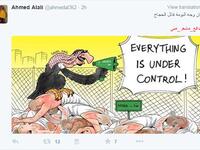 كاريكاتير يتهم السلطات السعودية بعدم قدرتها على تجنب الحوادث في موسم الحج.