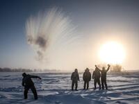 Villagers harvest ice from a local lake near the settlement of Oy, some 70 km south of Yakutsk, with the air temperature at about minus 41 degrees Celsius.
Mladen ANTONOV / AFP