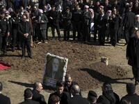 Iraqi Yazidis attend the funeral of the Mir Takhsin-Beg (Tahseen Said Ali), the hereditary leader of the Yazidi community in the world, in the town of Sheikhan, 50km northeast of Mosul.
SAFIN HAMED / AFP