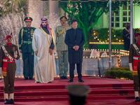 Upon arrival at the Prime Minister House in Islamabad, a contingent comprising personnel of all three services presented the Crown Prince of the Kingdom of Saudi Arabia, Mohammed Bin Salman a Guard of Honor (Twitter)