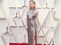 Captain Marvel’ star Brie Larson showed off a dress by Hedi Slimane