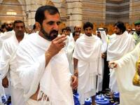 Saudi-meets UAE: Dubai's ruler and UAE Vice President Sheikh Mohammed bin Rashed al-Maktoum, wearing white robes, is offered traditional sour coffee in the Red Sea port city of Jeddah, before he reaches his destination at the holy city of Mecca where he will perform Umrah just before Eid.