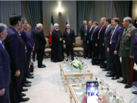 Russian President Vladimir Putin (Center R) shakes hands with Iranian President Hassan Rouhani during a meeting in Ankara on April 04, 2018. Mikhail KLIMENTYEV/Sputnik /AFP