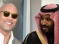 Actor Dwayne "The Rock" Johnson attended a private dinner with the crown prince at media mogul Rupert Murdoch's house (Twitter)