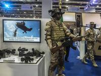 Visitors attend Egypt’s first Service Defence Exhibition in Cairo on December 3, 2018, at the International Exhibition Center. 
Khaled DESOUKI / AFP