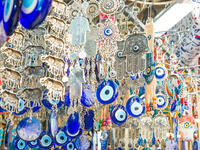 The open hand with blue eye, khamsa, can protect you against any evil. Spreading your right hand open towards or in the face of evil is supposed to protect you from any harm. (Shutterstock/ File Photo)