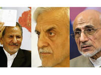 Eshaq Jahangiri (l) and Mostafa Hashemitaba (c) from the moderate camp as well as Mostafa Mir Salim (r) from the conservative camp are the remaining three candidates running for election. However, Jahangiri and Hashemitaba are expected to drop out in order to promote Rouhani, while Mostafa Mir Salim is expected to back either Ghalibaf or Raisi.