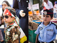 Watch out! Jordan's tiniest (and most fashionable) police officers were also on patrol, wearing army and police uniforms, Jordanian flag headbands, and kuffiyehs. 