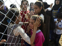 Displaced Iraqi families are reunited after fleeing violence in Mosul. 