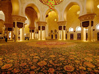 Biggest mosque carpet - The longest red carpet might be in Hollywood, but the largest mosque carpet is in the Sheikh Zayed Grand Mosque in Abu Dhabi. The UAE snatched the title from Oman in 2007 when they unrolled their 53 square foot masterpiece. This mosque also boasts the biggest chandelier and the largest dome of its kind in the world.