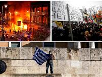 As the year progressed, or regressed into a panoply of crises, Europe caught fire, as in the UK as people exclaimed "London's Burning!". Some underclass-led people-rage was unleashed in street riots that targeted high streets in a 'despicable' spectacle of common hooliganism. Meanwhile Greece flagged trouble, and bannered Europe's cry for help. 