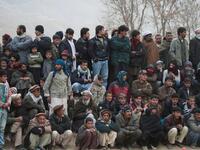 Afghans spectate during the weekly dog fights.
