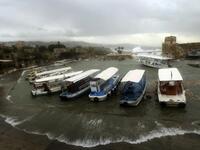 A general view shows the Lebanese ancient northern port of Byblos as heavy winds and rain whipped across Lebanon.