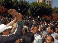 The demonstration apparently inspired by events in Tunisia and Egypt.