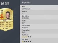 الحارس الإسباني دافيد دي خيا (مانشستر يونايتد) بتقييم 90