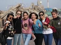Gaza City: Palestinian students on a trip to Gaza City to mark International Women's Day. (AFP/Mohammed Abed)
