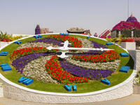 Bright floral clock in the Miracle Garden in Dubai. (Shutterstock/ File Photo)