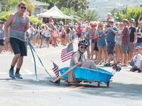 San Clemente residents every year celebrates 4th of July with informal 'Office Chair Races'. (Jeff Gritchen, Orange County Register/SCNG)