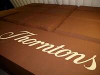 Thos bar is equivalent to 75,000 Thorntons Chocolate Blocks. It was made to celebrate Thorntons’ 100th birthday. (Thorntons)