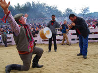 Aegean Folk dancer man performing at camel wrestling carnaval.
(Shutterstock/ File Photo)
