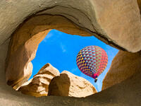 Hot air balloons over mountain landscape in Cappadocia, Goreme National Park, Turkey (Shutterstock/File Photo)
