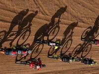 Competitors ride their bikes during Stage 4 of the 14th edition of Titan Desert 2019 mountain biking race between Merzouga and M’ssici, in Morocco, on May 1, 2019.  FRANCK FIFE / AFP