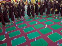 Buddhist monks attend the annual meeting of the ultra-nationalist group Buddha Dhamma Parahita Foundation, previously known as Ma Ba Tha, in Yangon on June 17, 2019.  SAI AUNG MAIN / AFP