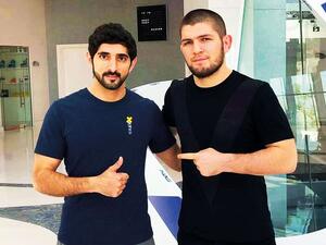 Sheikh Hamdan Bin Mohammed Bin Rashid Al Maktoum, Crown Prince of Dubai with UFC lightweight champion Khabib Nurmagomedov