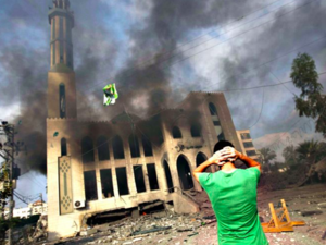 One of the Gaza mosques blown up by Israeli jets in 2014 (AFP Photo File)