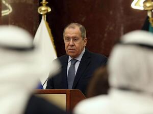 Russian foreign minister Sergey Lavrov in Kuwait City. (AFP / Yasser Al-Zayyat)