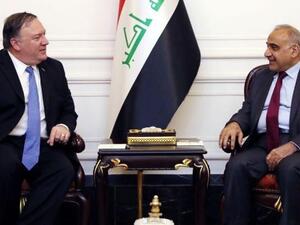 Iraqi prime minister Adel Abdul Mahdi in conversation with US secretary of state Mike Pompeo in Baghdad. (AFP/File Photo)