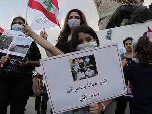 Activists gather in Beirut's Martyr Square during a demonstration on June 15, 2019, calling for a clean waste treatment plan.  (ANWAR AMRO / AA / AFP)