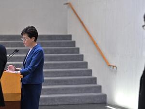 Chief Executive Carrie Lam holds a press conference at the government headquarters in Hong Kong on July 9, 2019. (AFP/ File Photo)