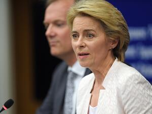 Newly elected European Commission President Ursula von der Leyen speaks as she attends a news conference following a vote on her election at the European Parliament in Strasbourg, eastern France on July 16, 2019. (AFP/ File Photo)