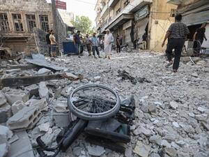 Bombardment by the Syrian regime and its Russian ally killed 20 civilians including five children today in the latest violence to hit northwest Syria. (Omar HAJ KADOUR / AFP)