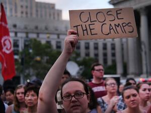 Hundreds of people gather in lower Manhattan for a "Lights for Liberty" protest against migrant detention camps and the impending raids by Immigration and Customs Enforcement (ICE) this coming weekend in various cities on July 12, 2019. (AFP/ File Photo)