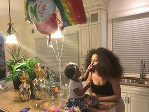 Birthday girl: Cardi B and Offset's daughter turned one on Wednesday and the mom and daughter celebrated at midnight with cupcakes. (Cardi B/ Instagram)