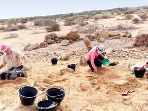 Najla Al-Saeer and her team during their work at Wadi Matar excavation sites in the Farasan island of Jazan. (Photo/Supplied)