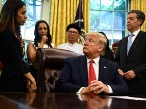 US President Trump with Yazidi activist Murad. (AFP/File Photo)