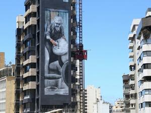 This salute to former Ras Beirut moubayed Abdul Razak Shehab was painted by Greek-born urban artist Simple G. (The Daily Star)