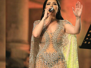 Heavy criticism of Diana Karazons dress in Jerash Festival moved from social media to the parliament Source dianakarazonw Instagram