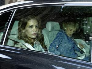 Princess Haya Bint al-Hussein of Jordan (L) leaves the Royal Courts of Justice, accompanied by lawyer Fiona Shackleton, in London  (AFP)