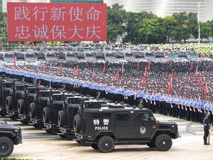 Chinese police officers taking part in a drill in Shenzhen in China's southern Guangdong province, across the border from Hong Kong. (AFP/ File Photo)