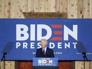 Democratic presidential candidate and former Vice President Joe Biden delivers remarks about White Nationalism during a campaign stop on August 7, 2019 in Burlington, Iowa. (Tom Brenner/Getty Images/AFP) 