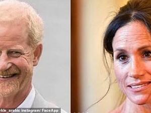 A picture of Harry and Meghan was also posted to the account, which shows how the Duke and Duchess of Sussex could look in a few decades, with fans praising them all as 'still perfect. (Instagram/FaceApp)