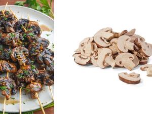 أسياخ الفطر المشوية بخل البلسمك والثوم